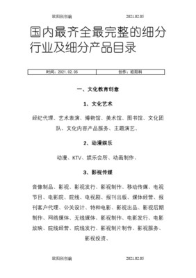 2021年中国行业分类大全